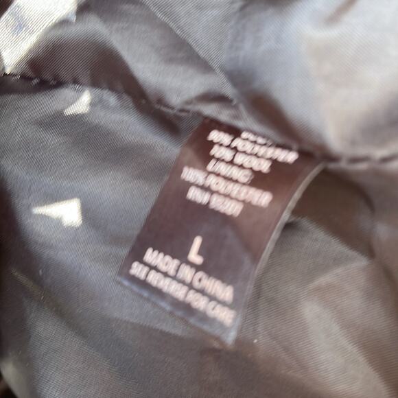 Dots Plaid Pea Coat Jacket Black White Large - Picture 2 of 7